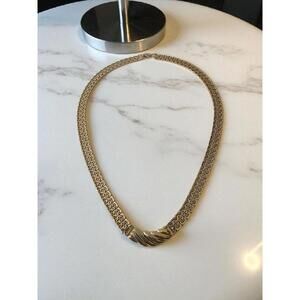 Vintage Monet Gold-Tone Textured Choker Necklace – Elegant Woven Design